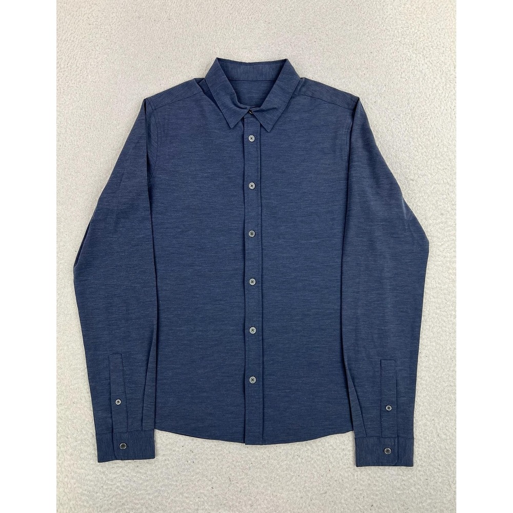 Vuori Shirt Men's Small Blue Bridge Jersey Long Sleeve Button Up Stretch Casual
